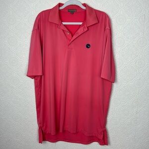 Peter Millar Golf Summer Comfort Shirt Polo Coral‎ Red Office Large Breathable